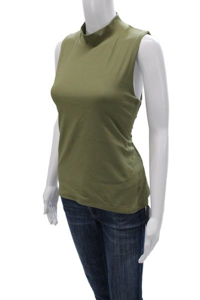 Tahari Womens Basic Sleeveless Mock Neck Tank Green Nylon Size XL