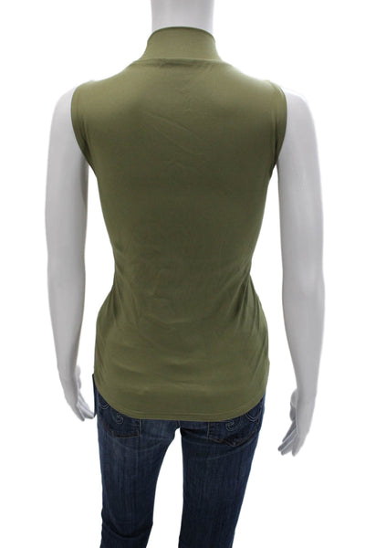Tahari Womens Basic Sleeveless Mock Neck Tank Green Nylon Size XL