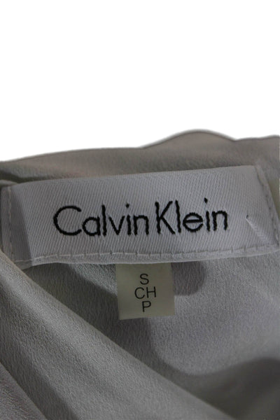 Calvin Klein Womens White Floral V-Neck 3/4 Sleeve Basic Blouse Size S