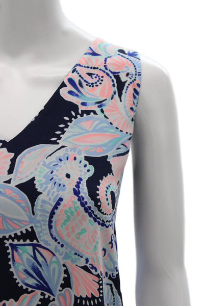 Lilly Pulitzer Women Multicolor Floral VNeck Sleeveless Polyester Blouse Size L