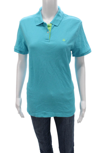 Brooks Brothers Womens Basic Polo Shirt Blue Short Sleeve Cotton Size L