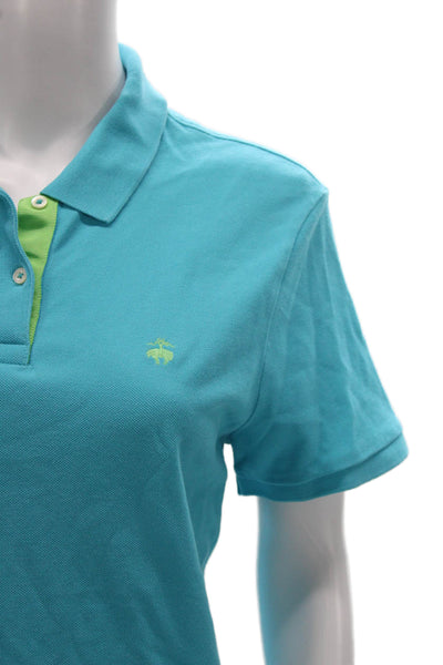 Brooks Brothers Womens Basic Polo Shirt Blue Short Sleeve Cotton Size L