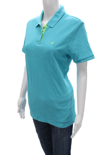 Brooks Brothers Womens Basic Polo Shirt Blue Short Sleeve Cotton Size L