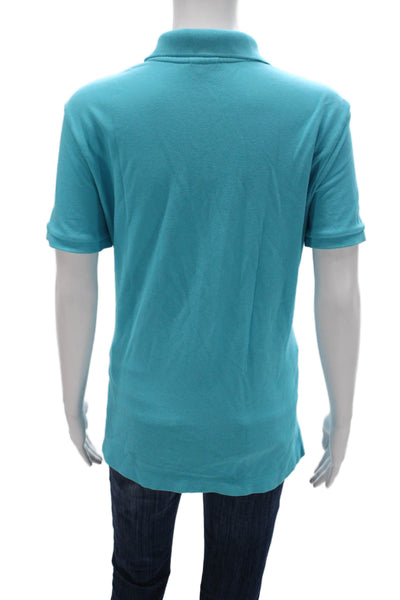 Brooks Brothers Womens Basic Polo Shirt Blue Short Sleeve Cotton Size L