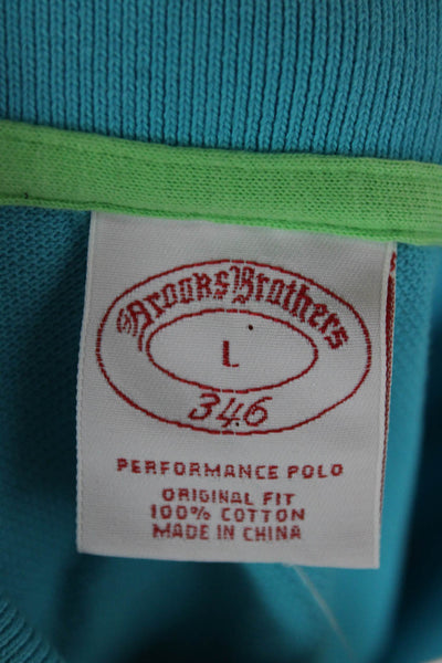 Brooks Brothers Womens Basic Polo Shirt Blue Short Sleeve Cotton Size L