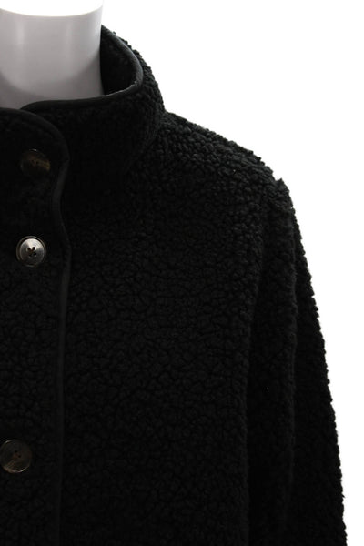 J Crew Womens Quilted Coat Black Button Long Sleeve Polyester Size S