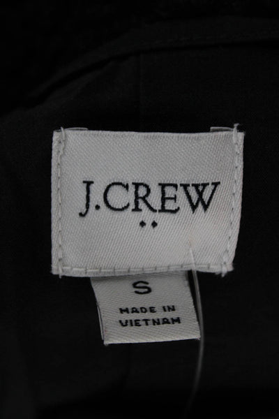 J Crew Womens Quilted Coat Black Button Long Sleeve Polyester Size S