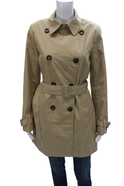 Calvin Klein Womens Trench Coat Beige Long Sleeve Button Polyester Size S