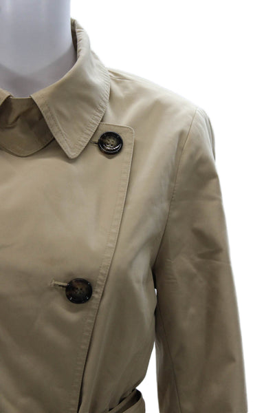 Calvin Klein Womens Trench Coat Beige Long Sleeve Button Polyester Size S
