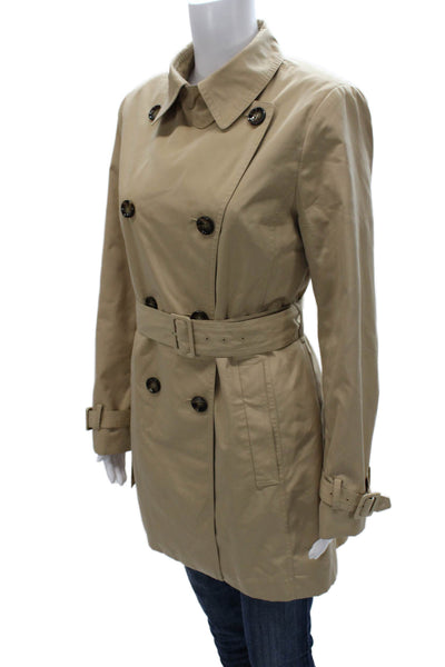 Calvin Klein Womens Trench Coat Beige Long Sleeve Button Polyester Size S