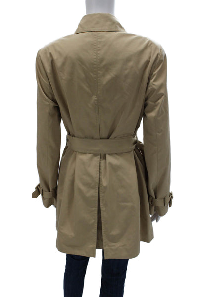 Calvin Klein Womens Trench Coat Beige Long Sleeve Button Polyester Size S