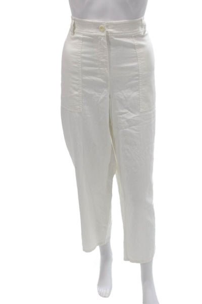 Eileen Fisher Women White Cropped Organic Cotton Pants Size 16