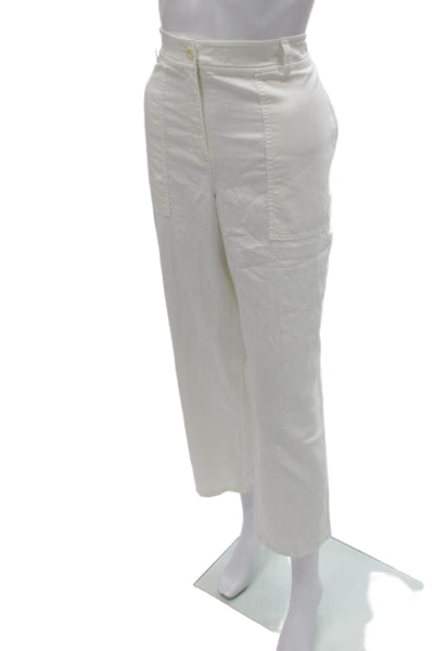 Eileen Fisher Women White Cropped Organic Cotton Pants Size 16