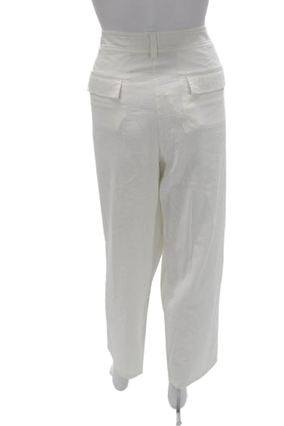 Eileen Fisher Women White Cropped Organic Cotton Pants Size 16