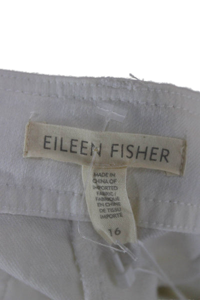 Eileen Fisher Women White Cropped Organic Cotton Pants Size 16