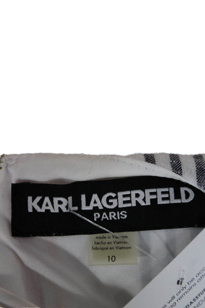 Karl Lagerfeld Women Multicolor A-Line V-Neck Sleeveless Rayon Dress Size 10