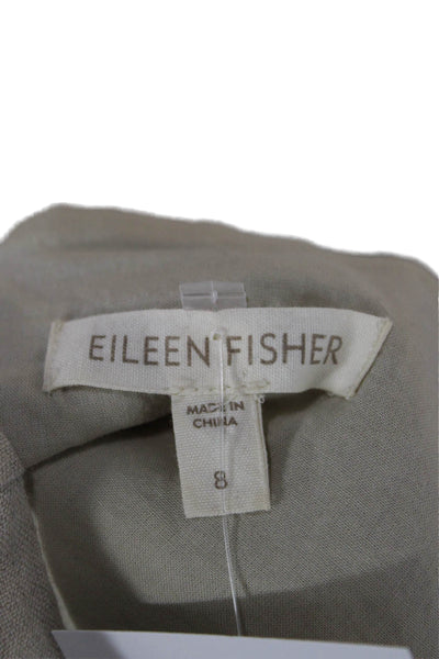 Eileen Fisher Women Tank Dress Beige Linen V Neck Short Size 8
