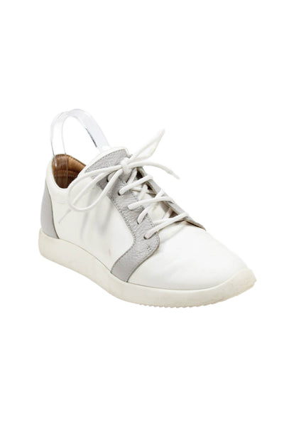 Giuseppe Zanotti Womens Leather Low Top Lace Up Sneakers White Grey Size 38 8