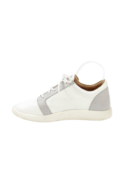 Giuseppe Zanotti Womens Leather Low Top Lace Up Sneakers White Grey Size 38 8