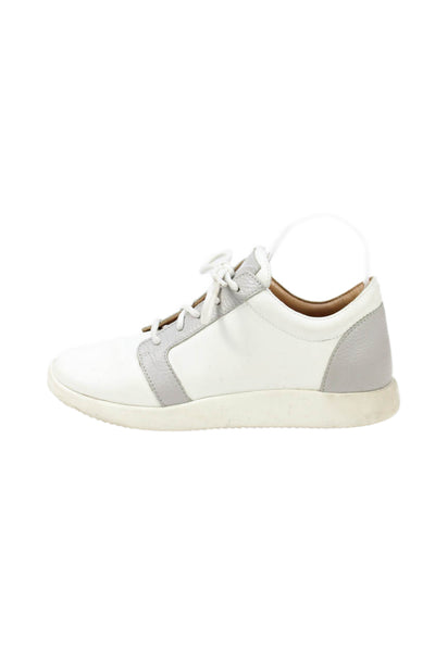 Giuseppe Zanotti Womens Leather Low Top Lace Up Sneakers White Grey Size 38 8