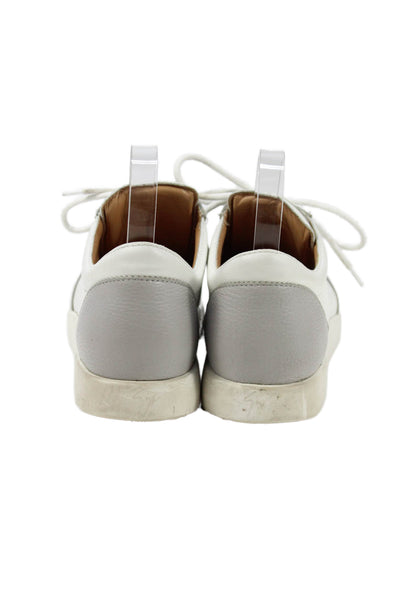 Giuseppe Zanotti Womens Leather Low Top Lace Up Sneakers White Grey Size 38 8