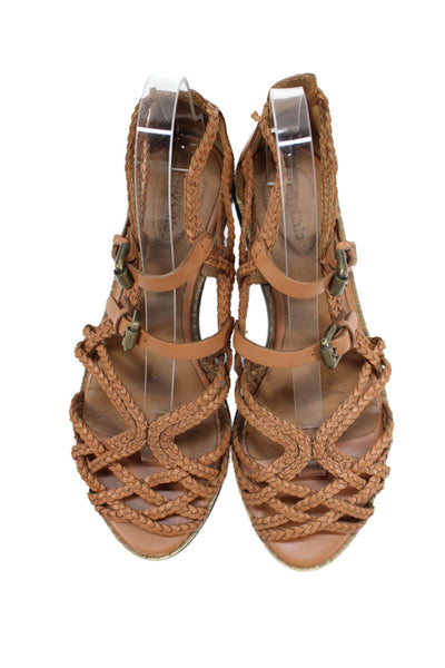See by Chloe Womens Leather Woven Strappy Sandals Brown Size 38 8