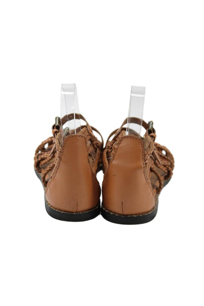 See by Chloe Womens Leather Woven Strappy Sandals Brown Size 38 8