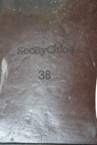 See by Chloe Womens Leather Woven Strappy Sandals Brown Size 38 8