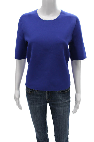 Theory Womens Basic Blue Viscose Crew Neck Short Sleeve T-Shirt Size M