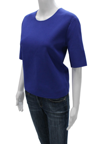 Theory Womens Basic Blue Viscose Crew Neck Short Sleeve T-Shirt Size M