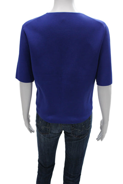 Theory Womens Basic Blue Viscose Crew Neck Short Sleeve T-Shirt Size M