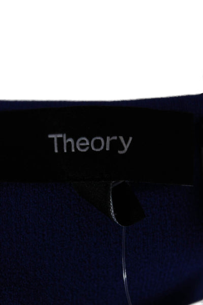 Theory Womens Basic Blue Viscose Crew Neck Short Sleeve T-Shirt Size M