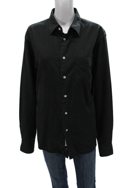 Rag & Bone Mens Button Down Black Cotton Collared Long Sleeve Size L