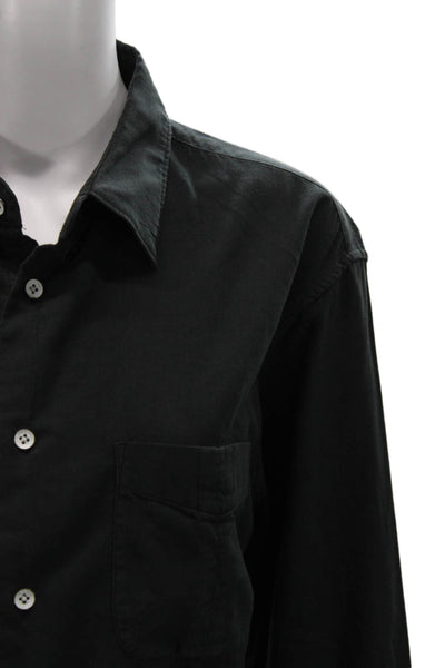 Rag & Bone Mens Button Down Black Cotton Collared Long Sleeve Size L