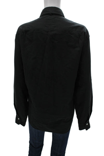Rag & Bone Mens Button Down Black Cotton Collared Long Sleeve Size L