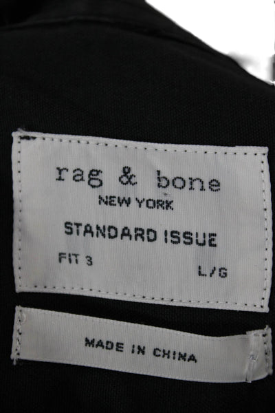 Rag & Bone Mens Button Down Black Cotton Collared Long Sleeve Size L