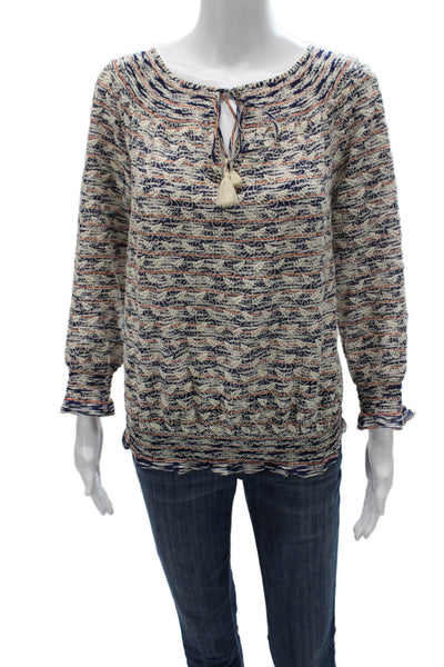 Tory Burch Womens Tunic Multicolor Cotton Geometric Long Sleeve Size 10