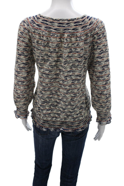 Tory Burch Womens Tunic Multicolor Cotton Geometric Long Sleeve Size 10