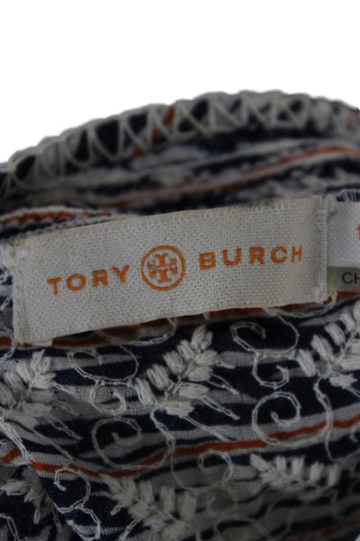 Tory Burch Womens Tunic Multicolor Cotton Geometric Long Sleeve Size 10