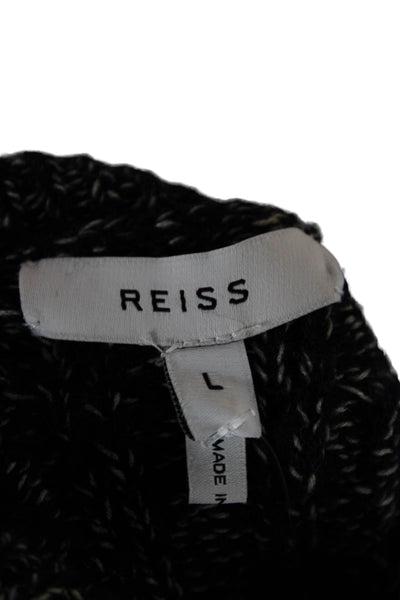 Reiss Women Turtleneck Wool Pullover Sweater Blue Speckled Long Sleeve Size L