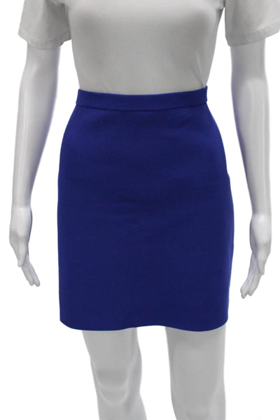 Theory Womens Blue Viscose Straight Pencil Short Skirt Size M