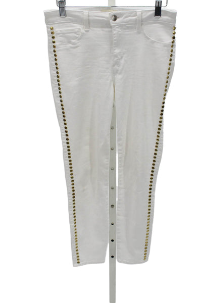 L'Agence Womens Skinny Jeans White Mid Rise Cotton Zip Inseam 26 Size 28