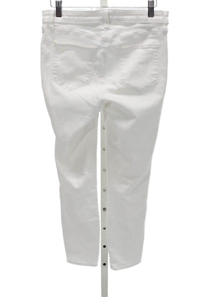 L'Agence Womens Skinny Jeans White Mid Rise Cotton Zip Inseam 26 Size 28