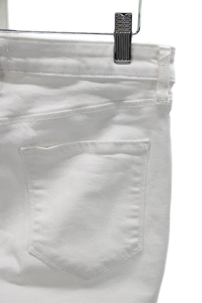 L'Agence Womens Skinny Jeans White Mid Rise Cotton Zip Inseam 26 Size 28