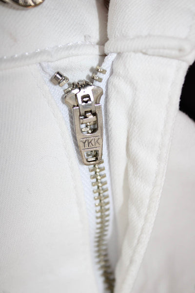 L'Agence Womens Skinny Jeans White Mid Rise Cotton Zip Inseam 26 Size 28