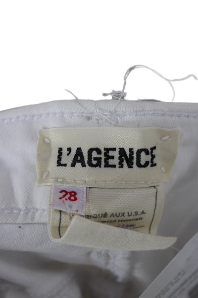 L'Agence Womens Skinny Jeans White Mid Rise Cotton Zip Inseam 26 Size 28