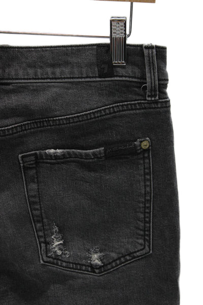7 For All Mankind Womens Skinny Jeans Gray Cotton Size 29