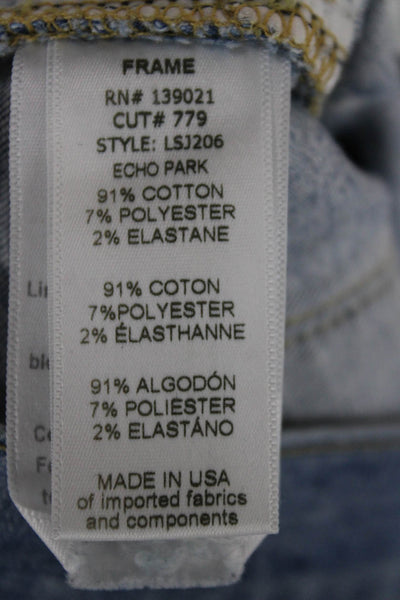 Frame Women Blue Skinny Jeans Cotton Blend Button Fly Size 27