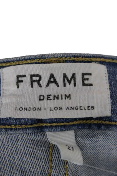 Frame Women Blue Skinny Jeans Cotton Blend Button Fly Size 27