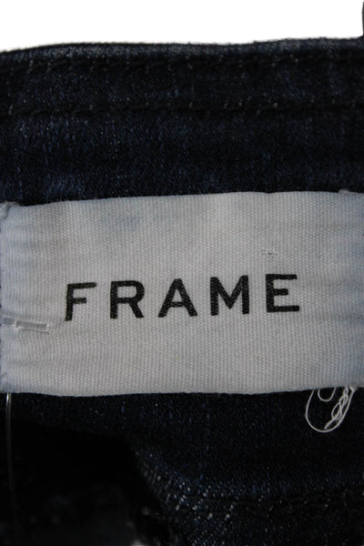 Frame Women Flared Jeans Blue Mid Rise Pull On Cotton Blend Size 1